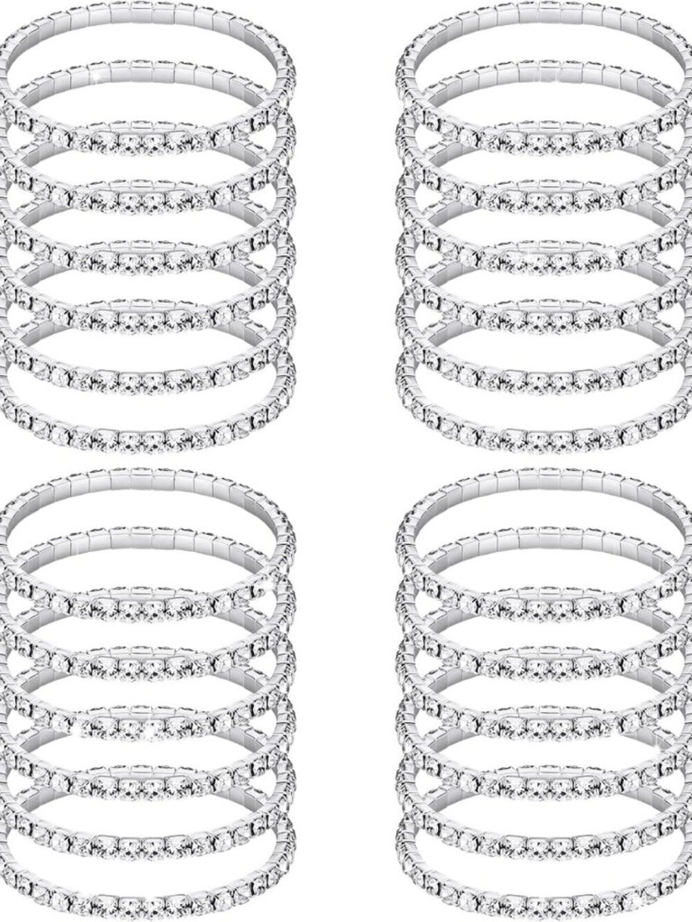 24/48 Pcs Sparkling Rhinestone Bracelets Set for Women - Glamorous Jewelry